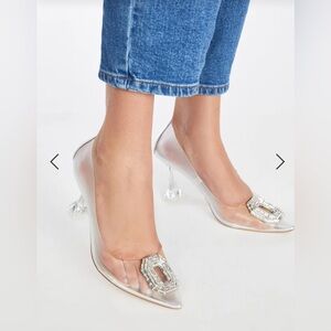 Shoe Dazzle Clear Pump with Silver Crystal Buckle